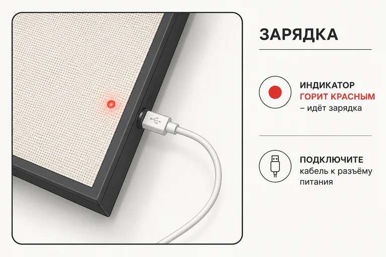 Красный индикатор зарядки картины с подсветкой